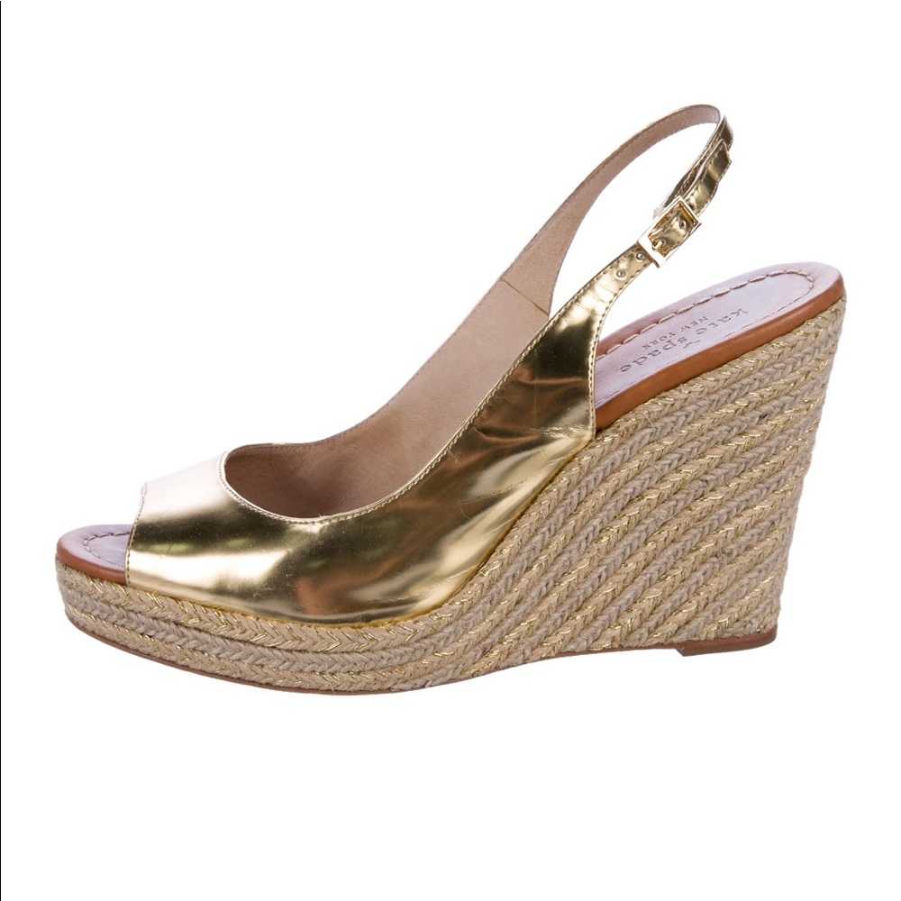 Gold Kate Spade wedges sz 8